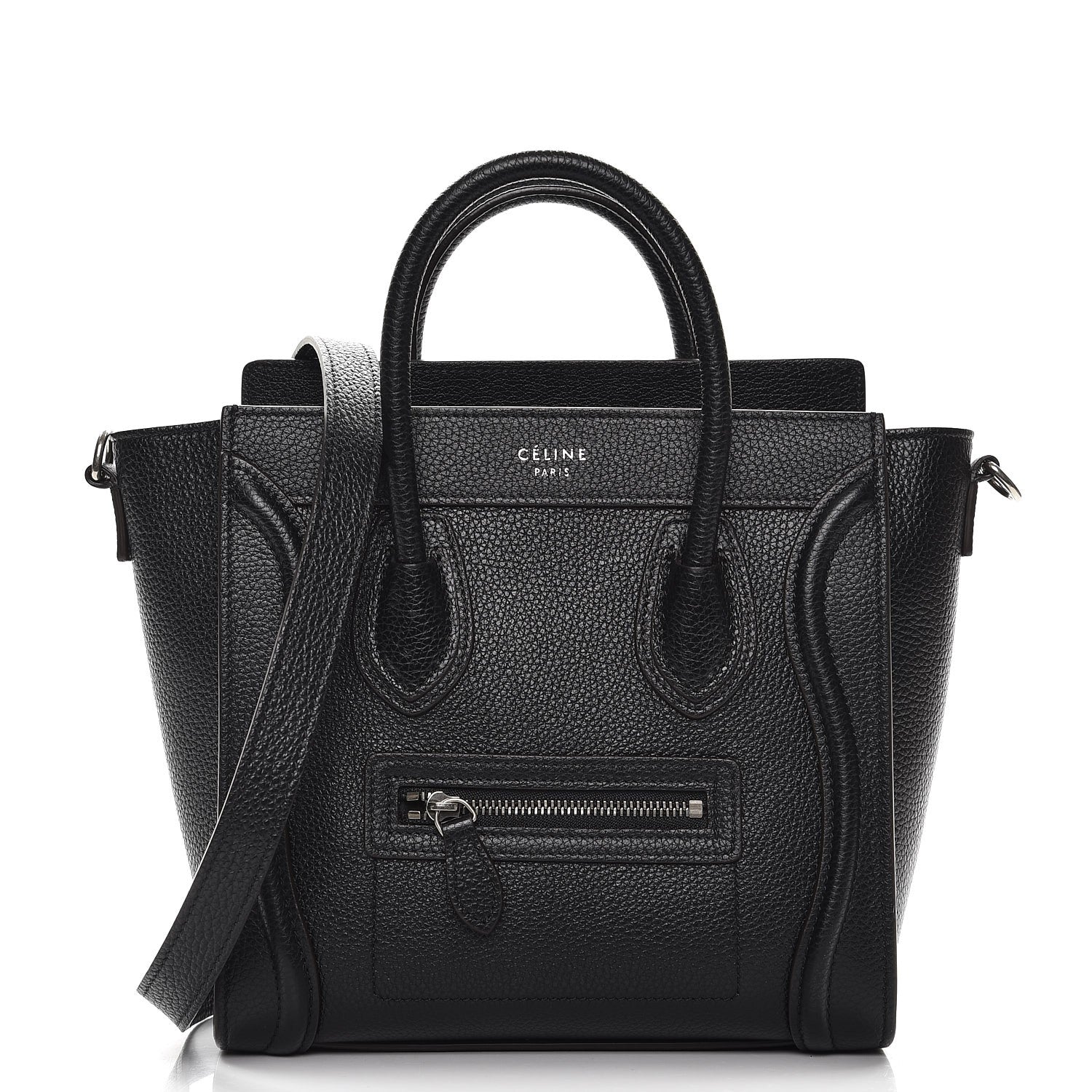 Celine Drummed Calfskin Nano Luggage Black 1 of 6