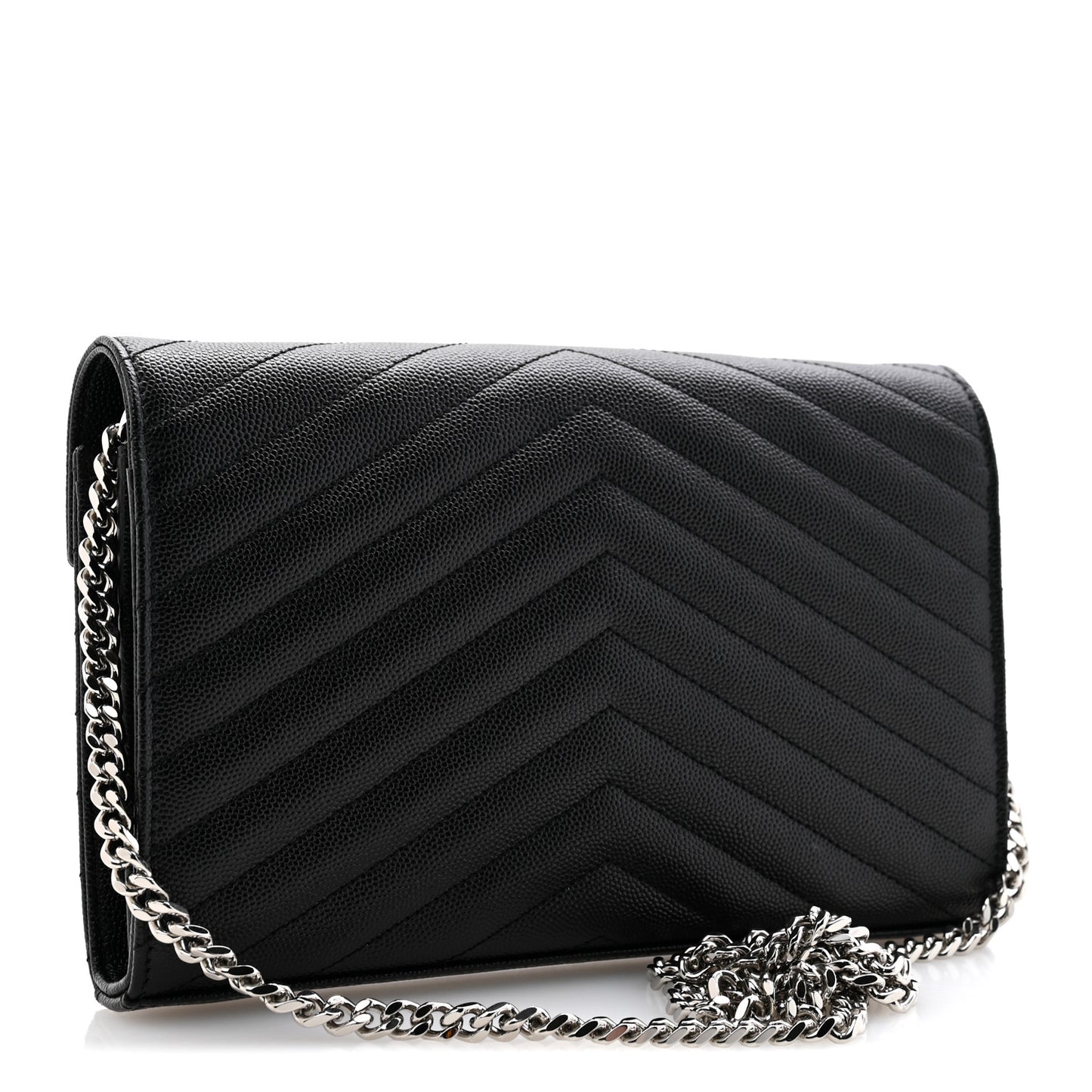 Grain De Poudre Matelasse Chevron Monogram Chain Wallet Black Black