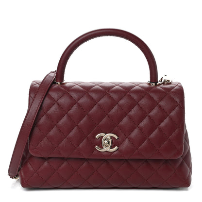 Chanel Caviar Quilted Small Coco Handle Flap Burgundy 1 of 11