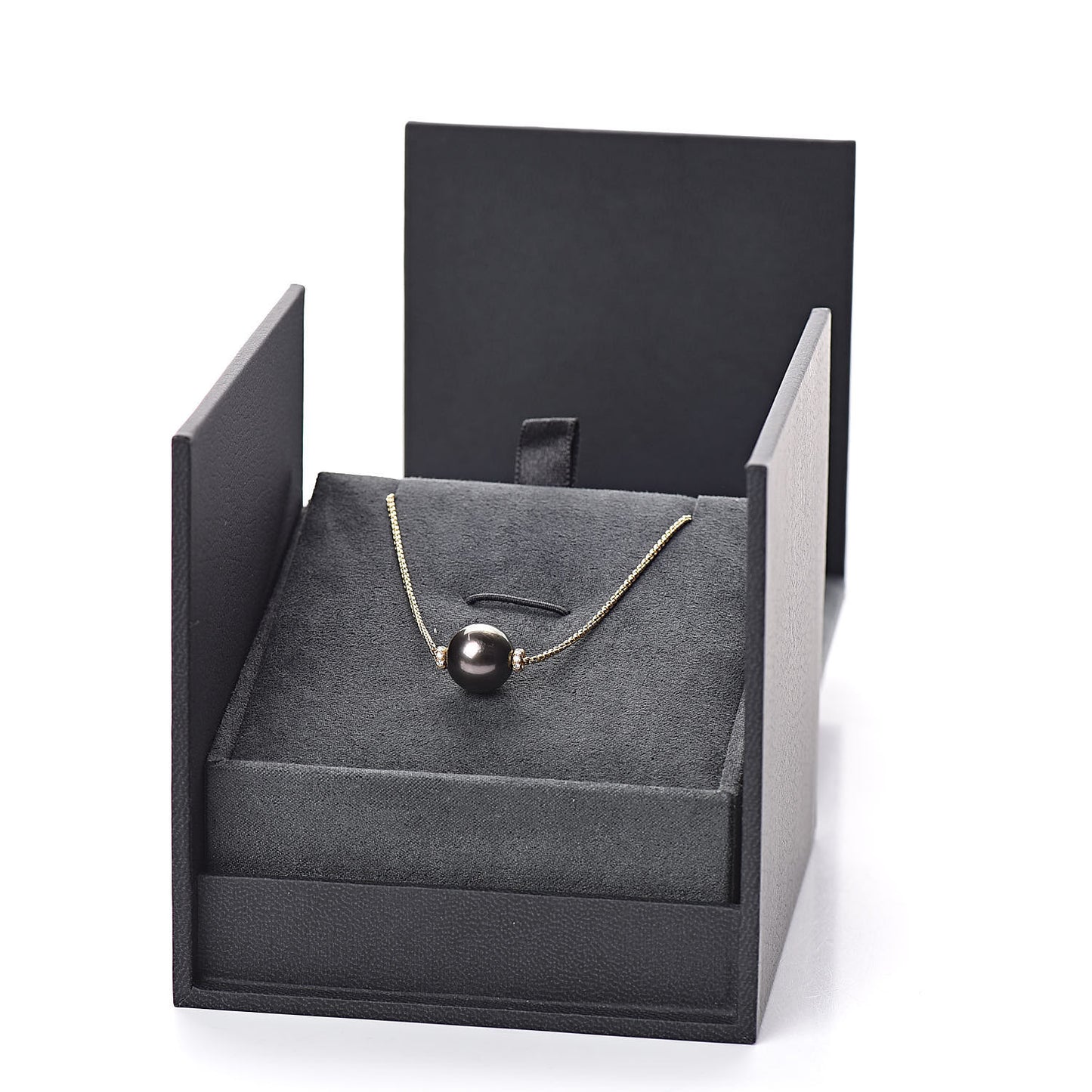 18K Yellow Gold Diamond Tahitian Pearl 12mm Solari Pendant Necklace