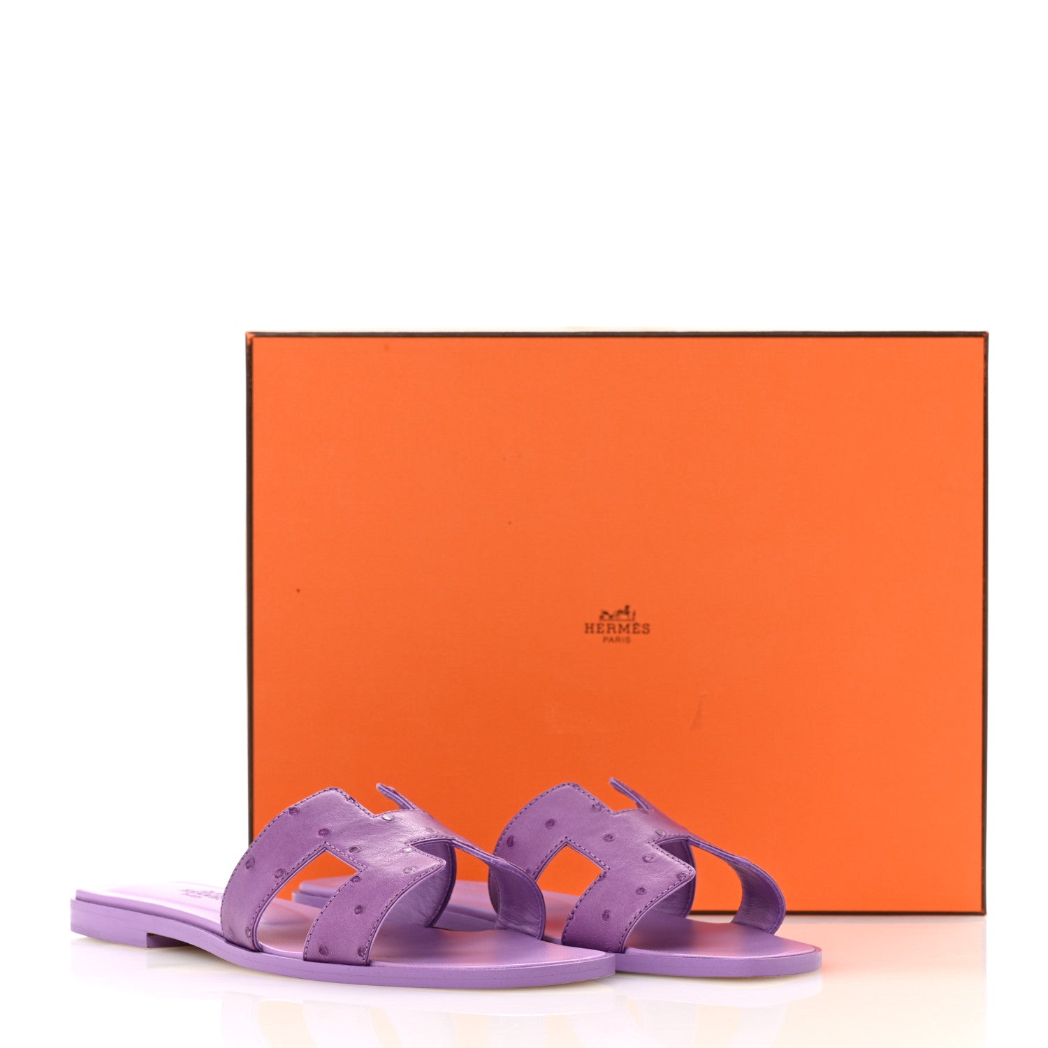Hermes Ostrich Oran Sandals 38 Violet 10 of 10