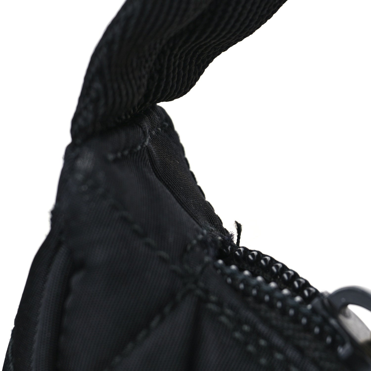 Prada Tessuto Nylon Stitched Shoulder Bag Black 9 of 12