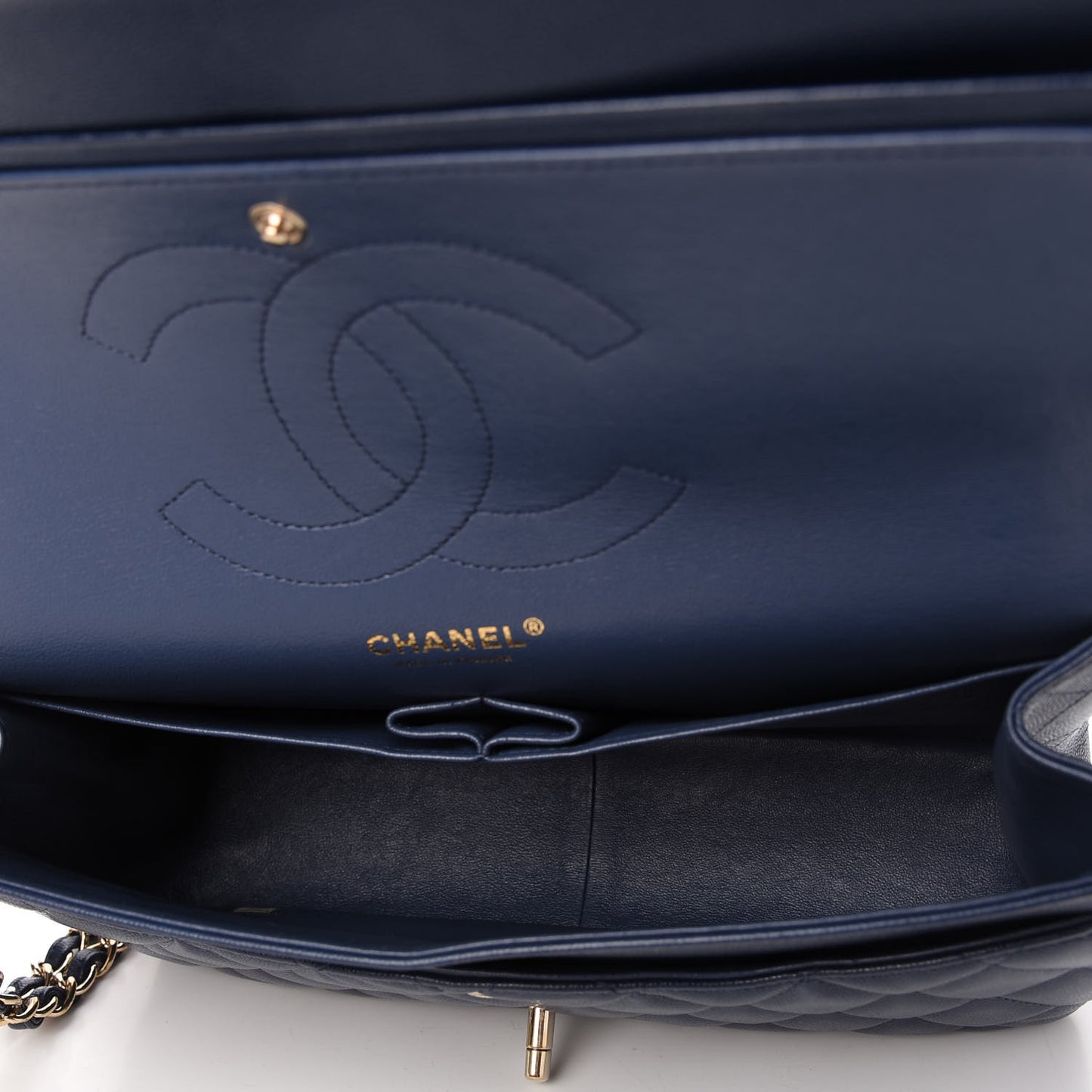 Caviar Quilted Jumbo Double Flap Blue