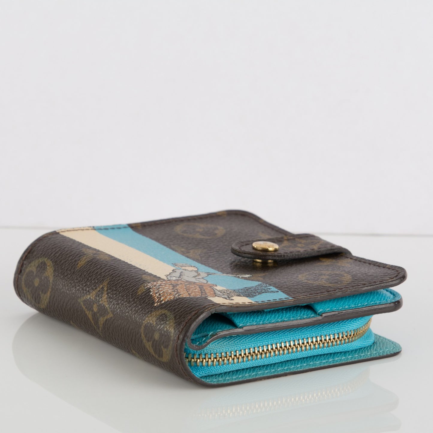 Monogram Groom Compact Zip Wallet Blue