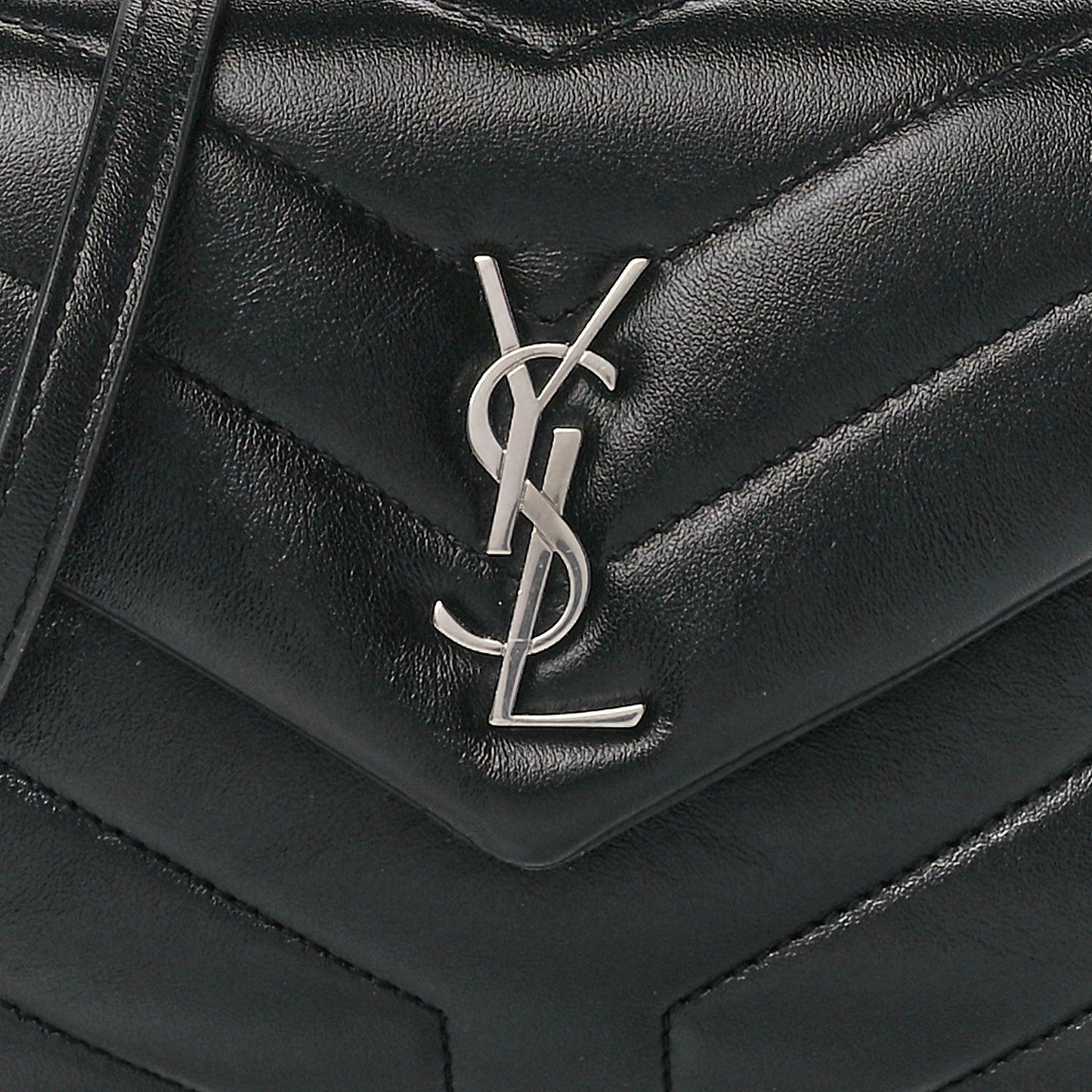 Calfskin Y Quilted Monogram Toy Loulou Crossbody Bag Black