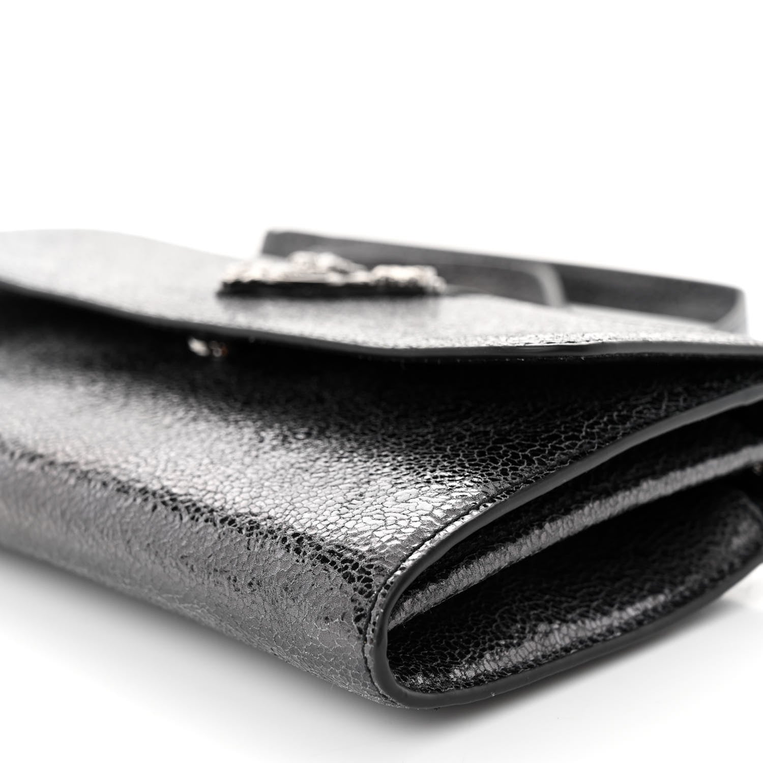 Versace Metallic Calfksin Virtus Wallet On Chain Grey 9 of 10