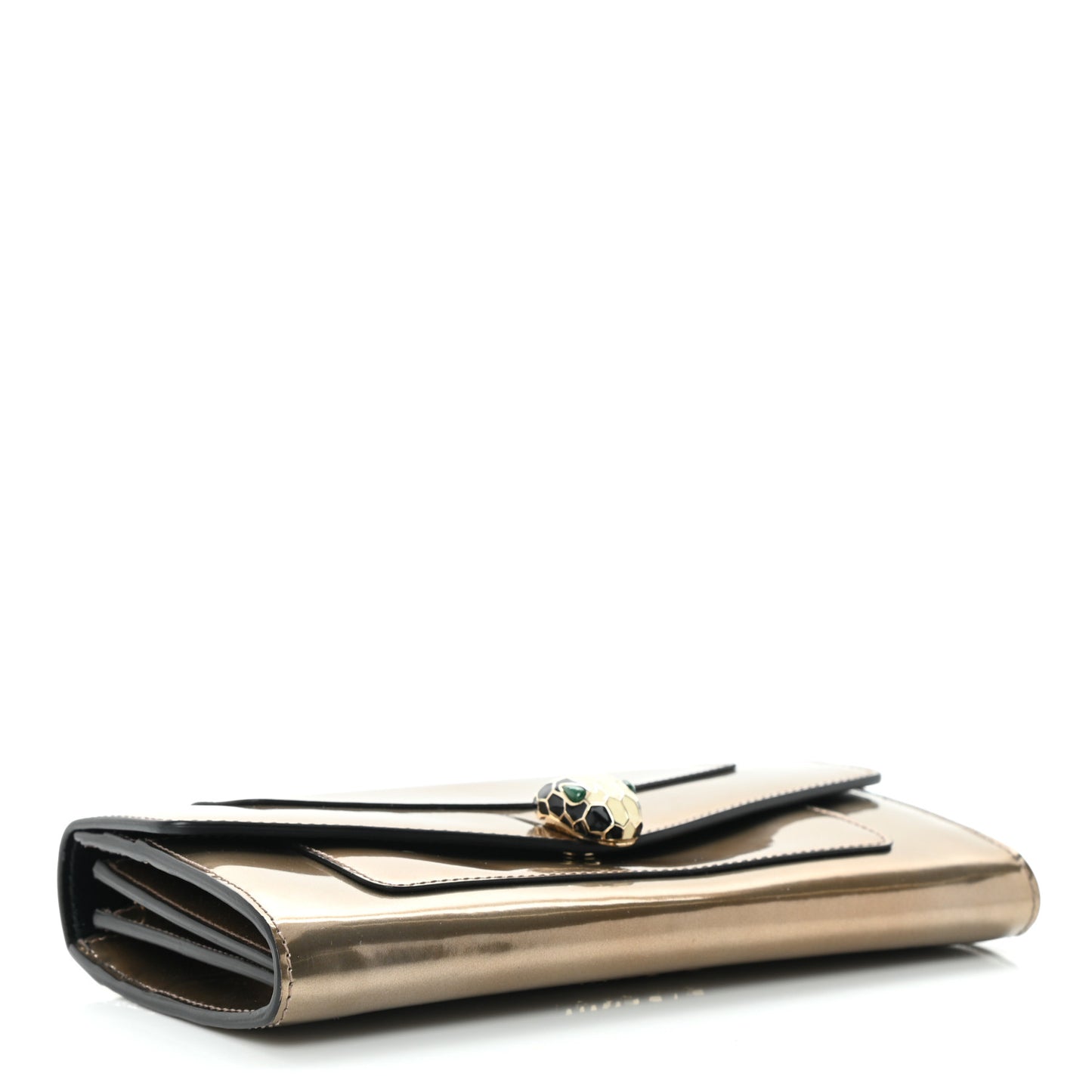 Metallic Calfskin Serpenti Forever Wallet Gold
