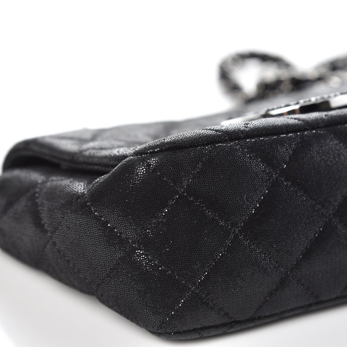Sequin Goatskin Crystal CC Mini Flap Black