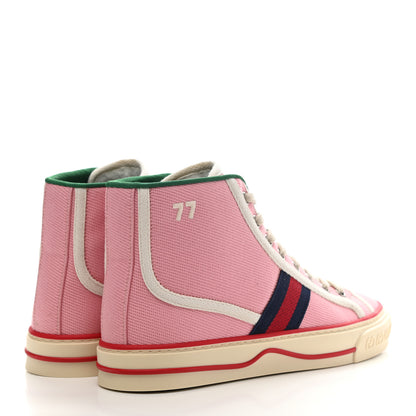 Gucci Canvas Web Womens 1977 Tennis High Top Sneakers 36.5 Wild Rose Mystic White 4 of 8