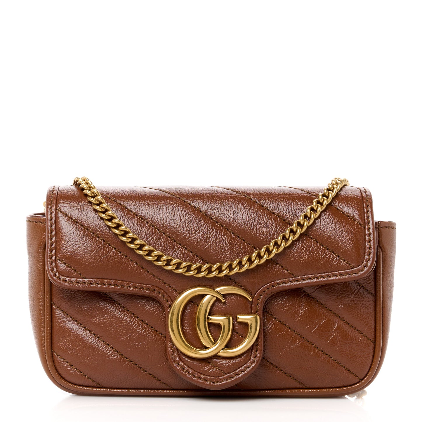Calfskin Matelasse Diagonal Super Mini GG Marmont Shoulder Bag Cuir