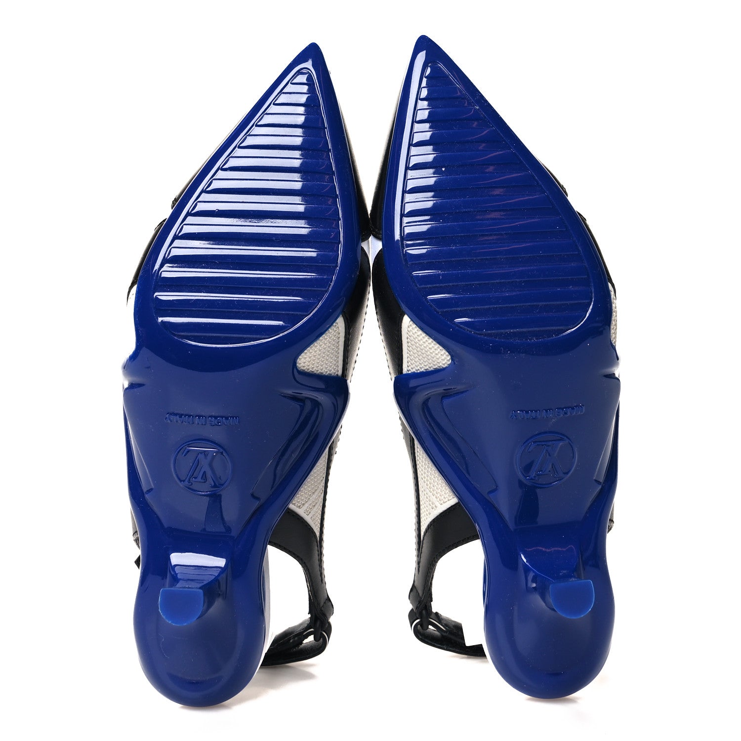 Louis Vuitton Calfskin Archlight Slingback Pumps 35 Black White Blue 5 of 8