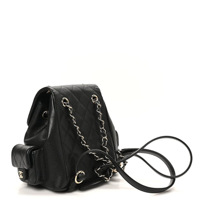Chanel Shiny Caviar Quilted Small Pockets Drawstring Backpack Black 3 of 10