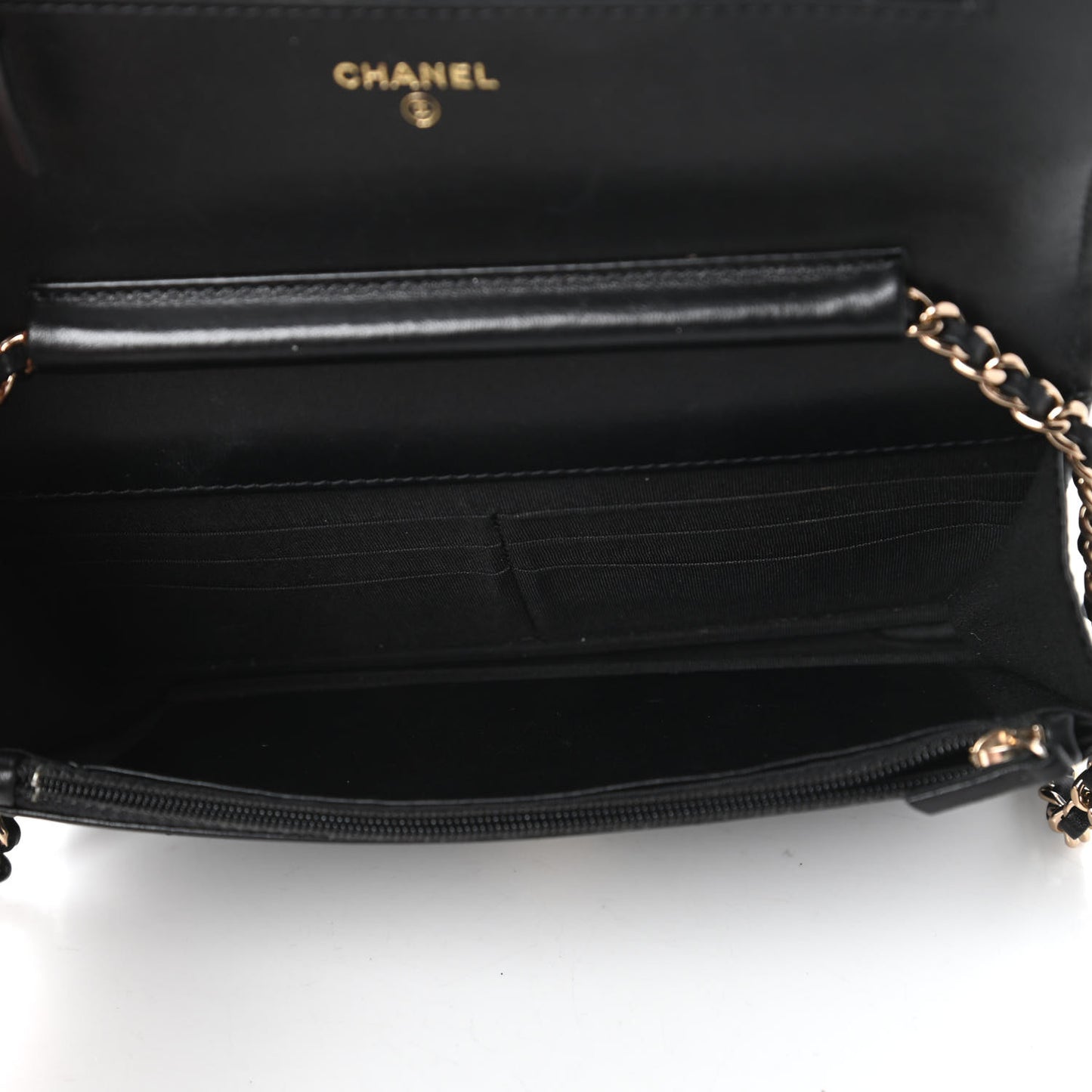 Lambskin Quilted Chain Around Wallet On Chain WOC Black