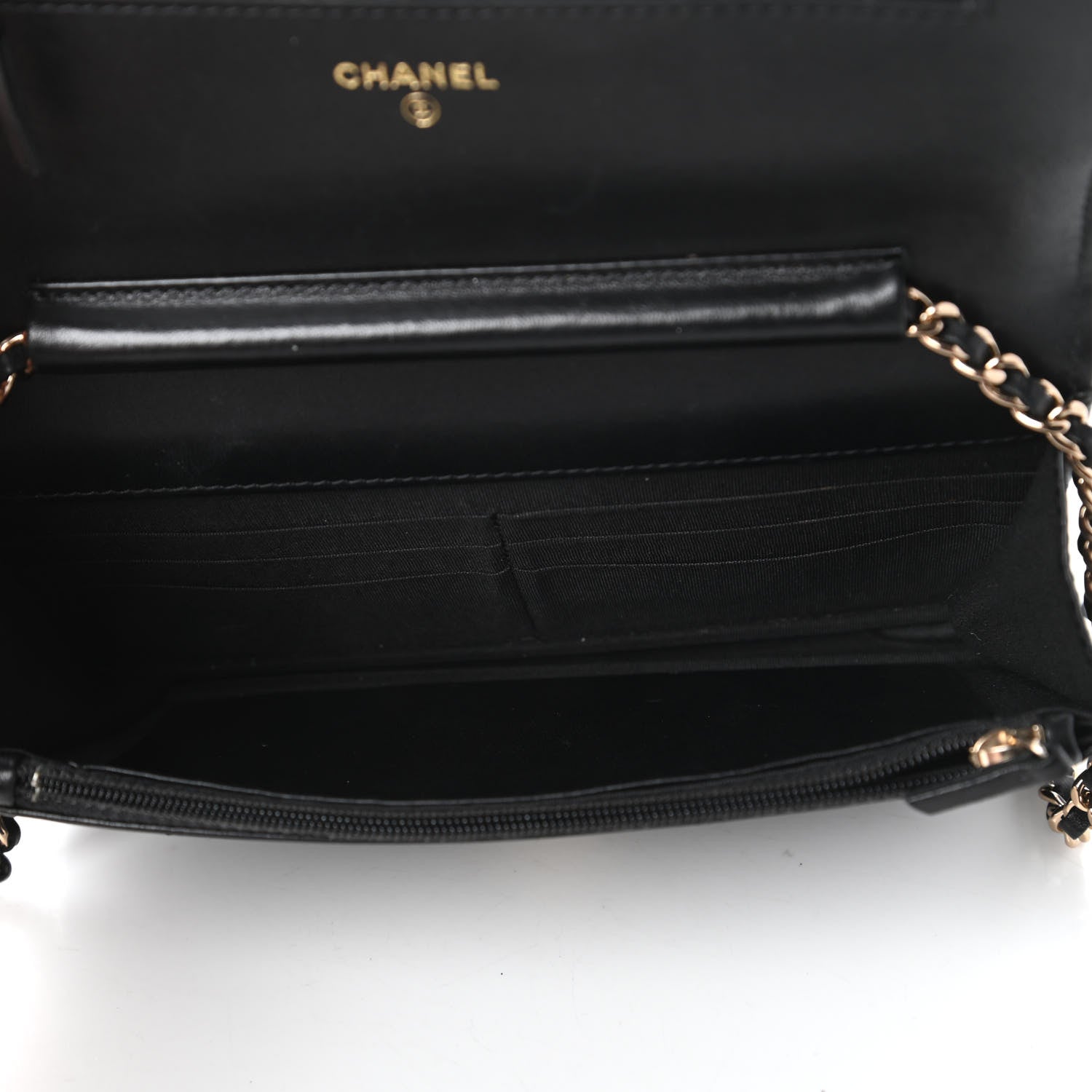 Chanel Lambskin Quilted Chain Around Wallet On Chain WOC Black 5 of 12