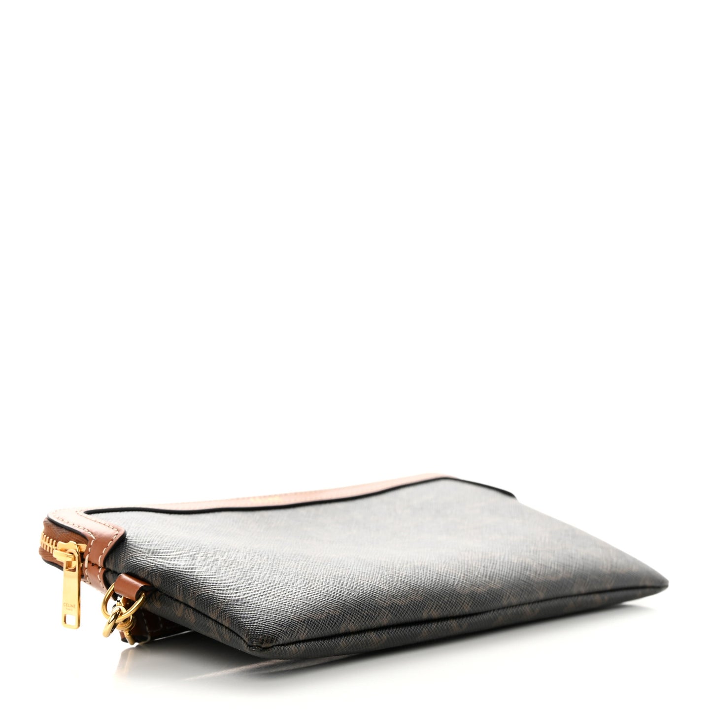 Triomphe Calfskin Long Pouch With Strap Tan
