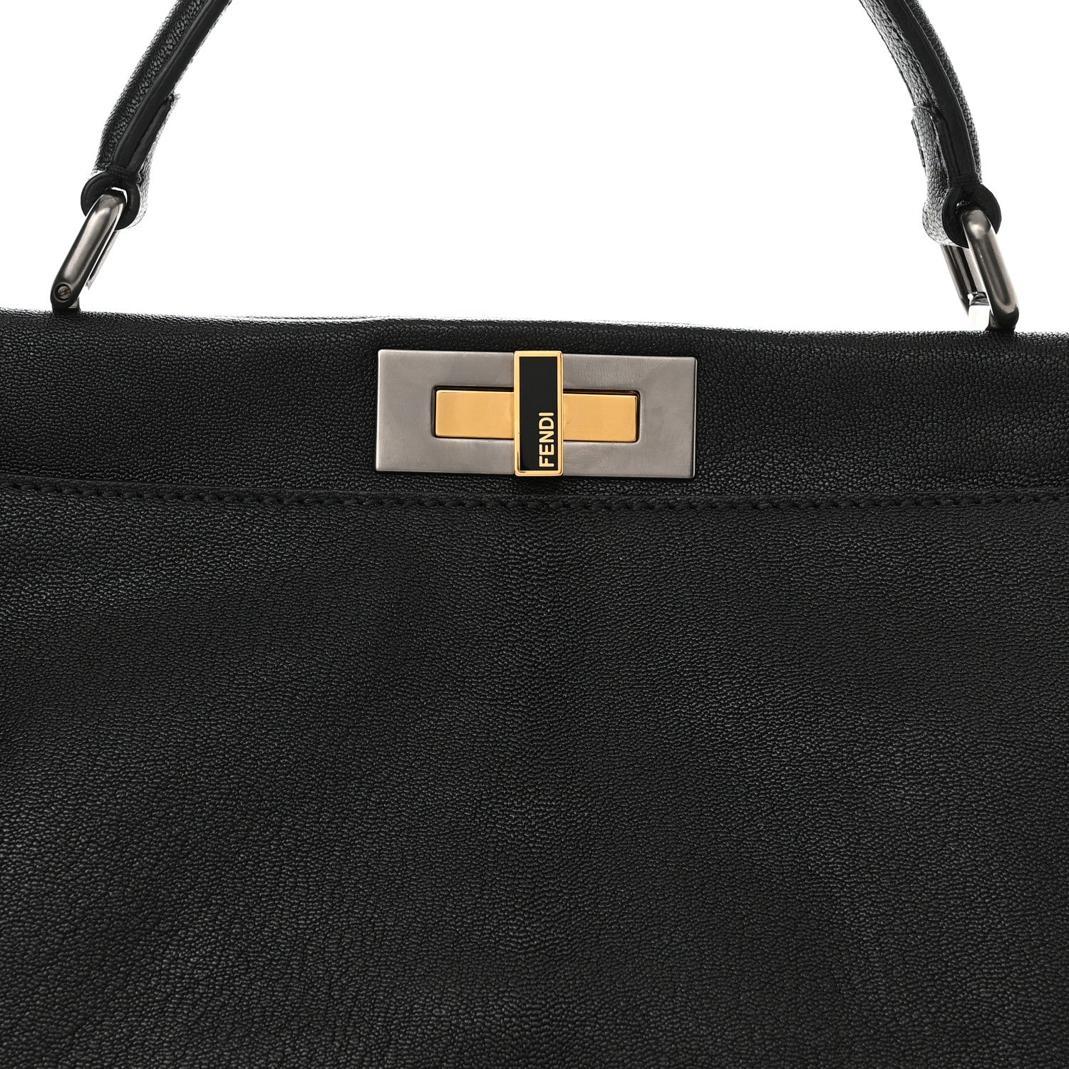 Fendi Goatskin Large Peekaboo Iconic Satchel Black 7 of 9