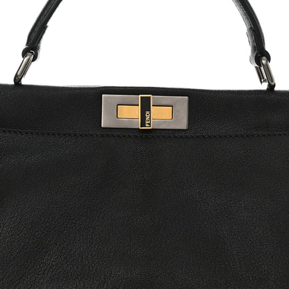 Fendi Goatskin Large Peekaboo Iconic Satchel Black 7 of 9