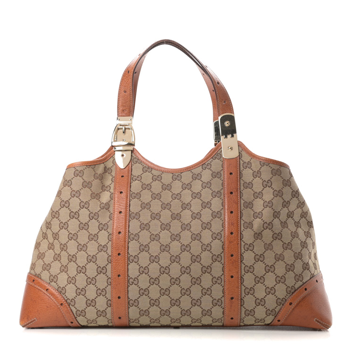 Gucci Monogram Horsebit Large Glam Shoulder Bag Brown 1 of 16