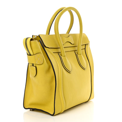 Celine Drummed Calfskin Micro Luggage Citron 3 of 14
