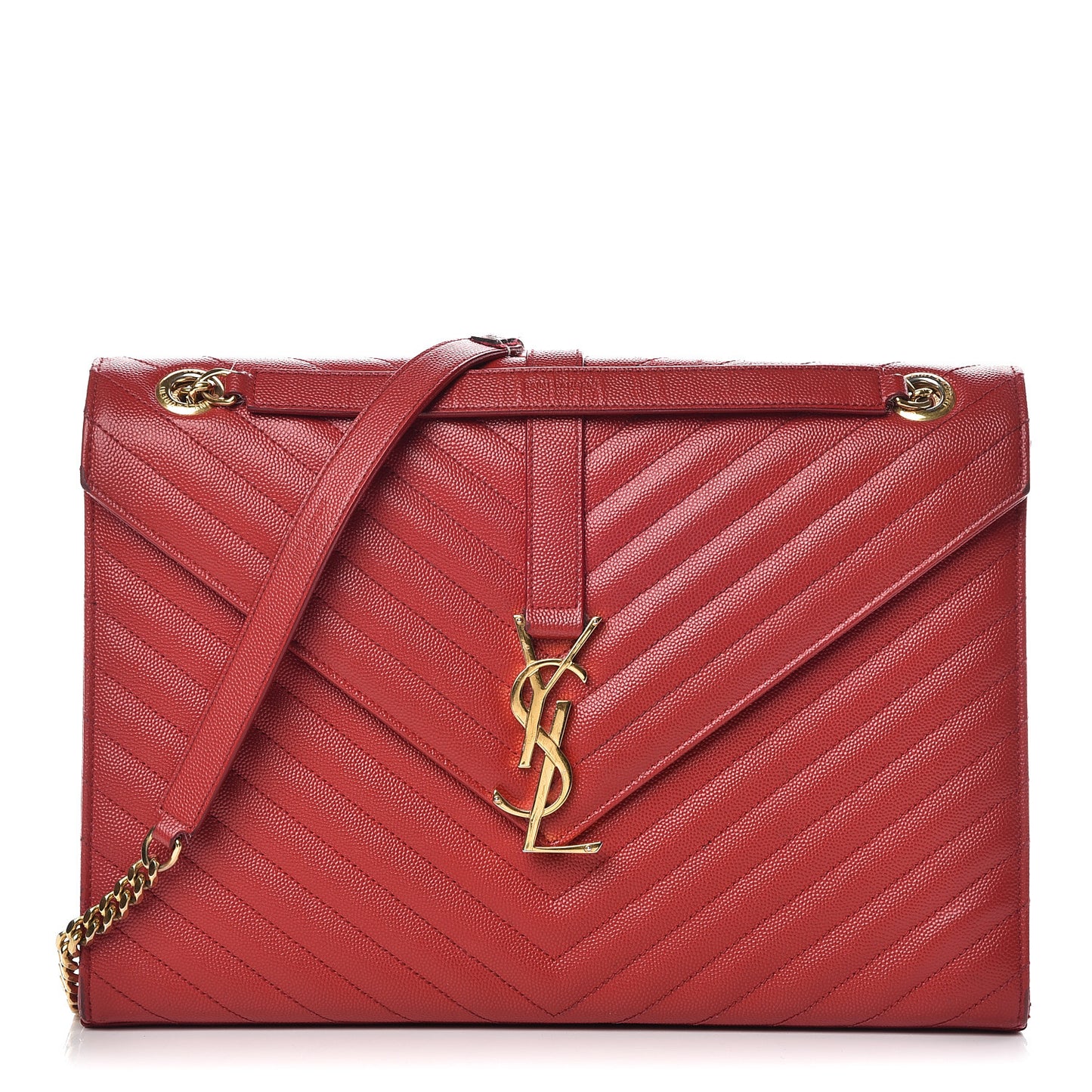 Grain De Poudre Matelasse Chevron Large Monogram Satchel Lipstick Red
