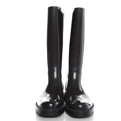 Gucci Rubber Monogram Flat Boots 37 Black 2 of 7