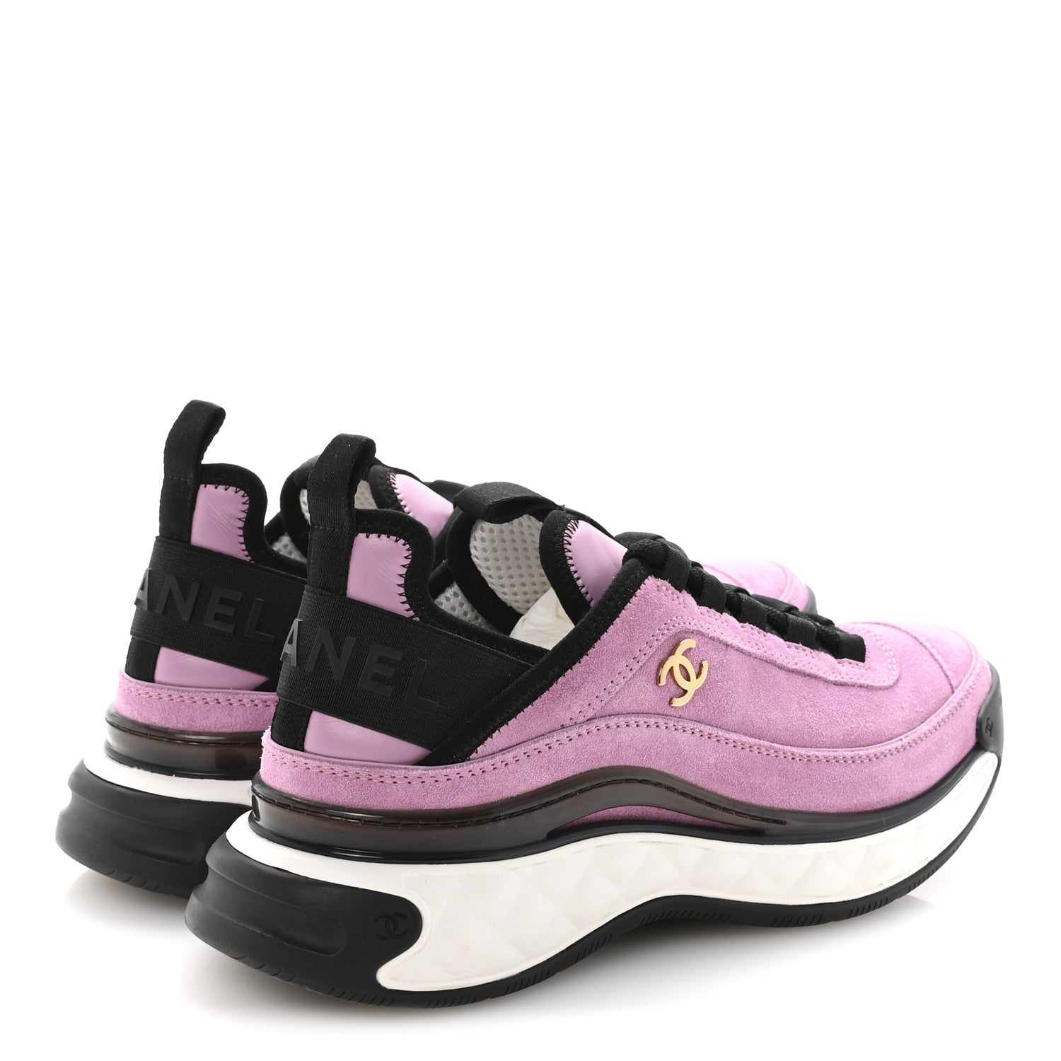 Chanel Suede Calfskin Nylon Grosgrain CC Sneakers 36.5 Dark Pink 5 of 10