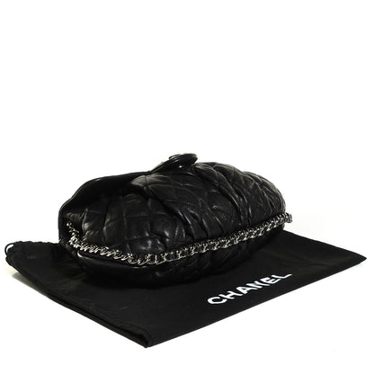 Chanel Crumpled Lambskin Quilted Medium Chain Around Messenger Black 4 of 7
