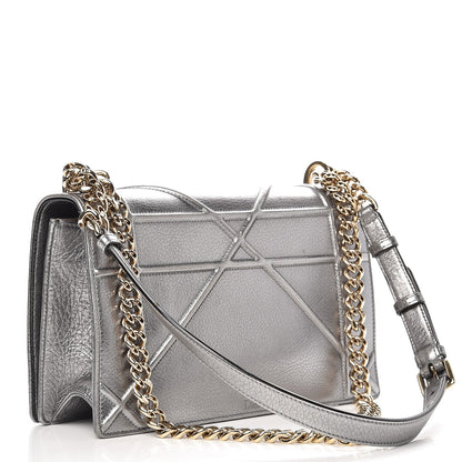 Christian Dior Metallic Grained Calfskin Medium Diorama Flap Bag Silver 3 of 10
