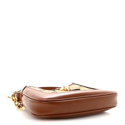 Gucci New Canvas Charisma Calfskin Crystal GG Monogram Mini Jackie 1961 Hobo Camel Ebony 4 of 10