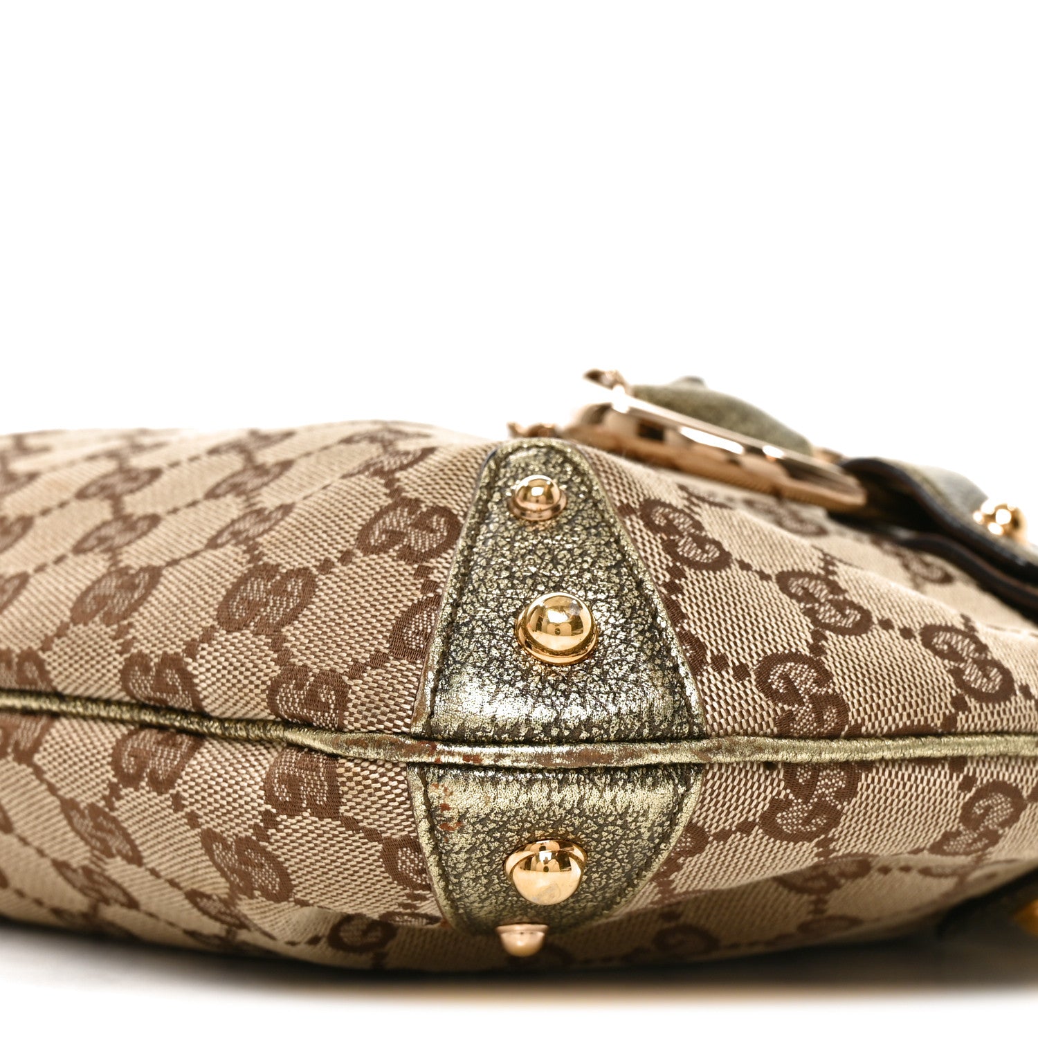 Gucci Monogram Horsebit Chain Hobo Gold 10 of 10