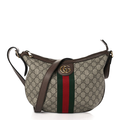 Gucci GG Supreme Monogram Web Small Ophidia Half Moon Hobo Brown 1 of 9