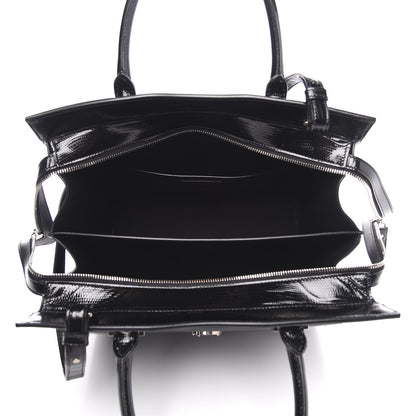 Saint Laurent Shiny Calfskin Lizard Embossed Large Uptown Tote Black 5 of 10