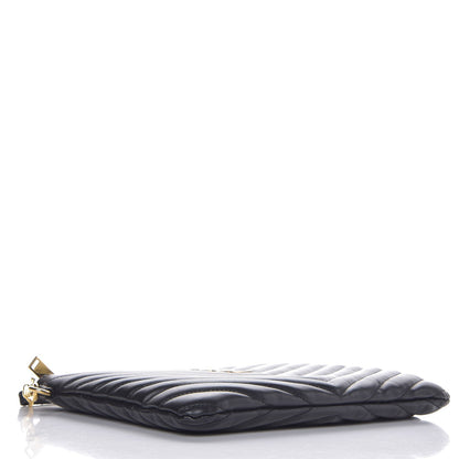 Saint Laurent Calfskin Matelasse Chevron Monogram A5 Wristlet Black 4 of 8