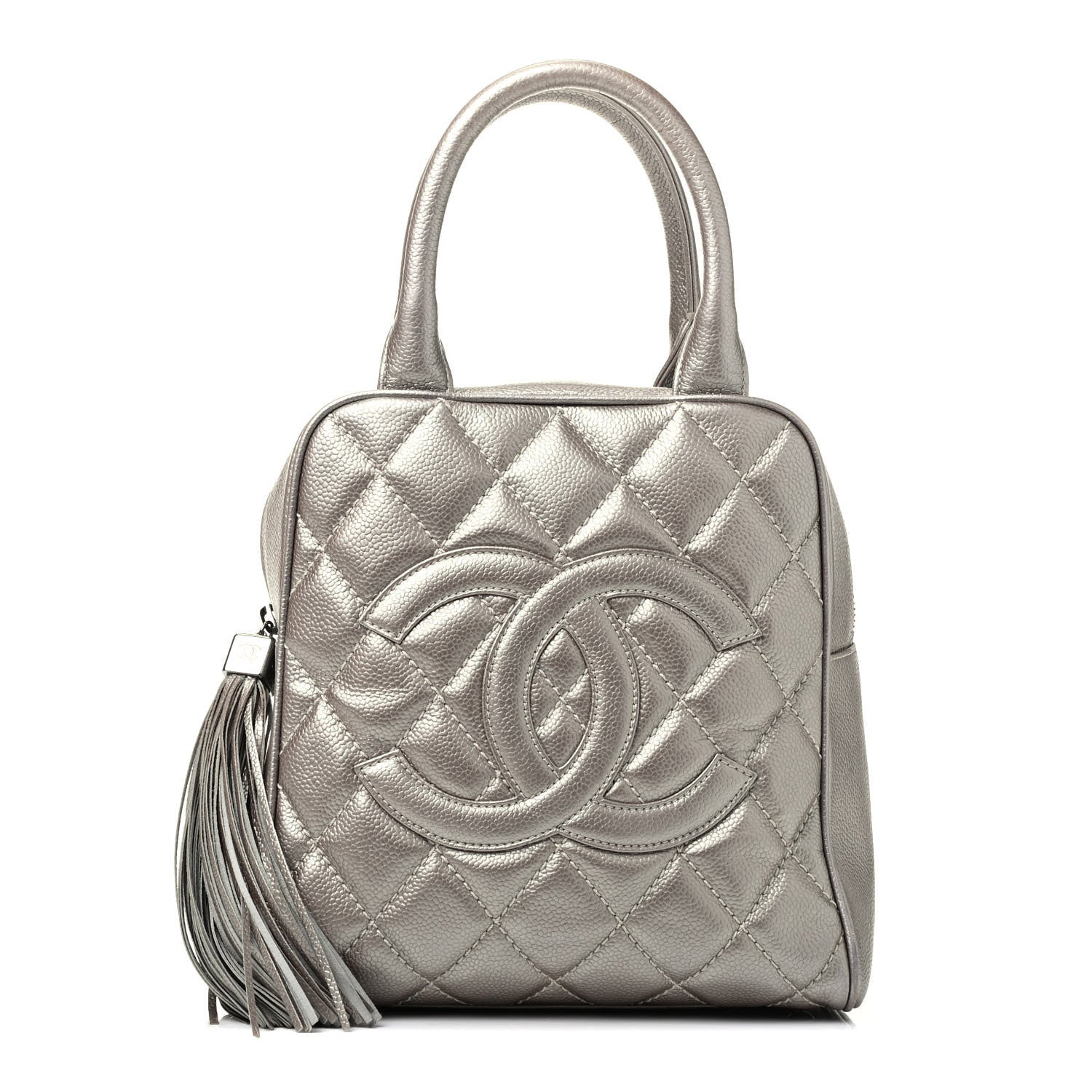 Chanel Metallic Caviar Quilted Vertical Bowler Light Gold 1 of 9