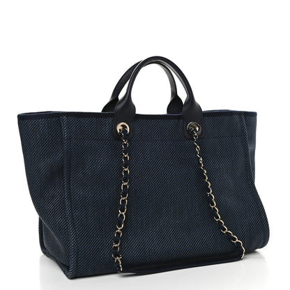 Chanel Denim Medium Deauville Tote Dark Blue 3 of 9