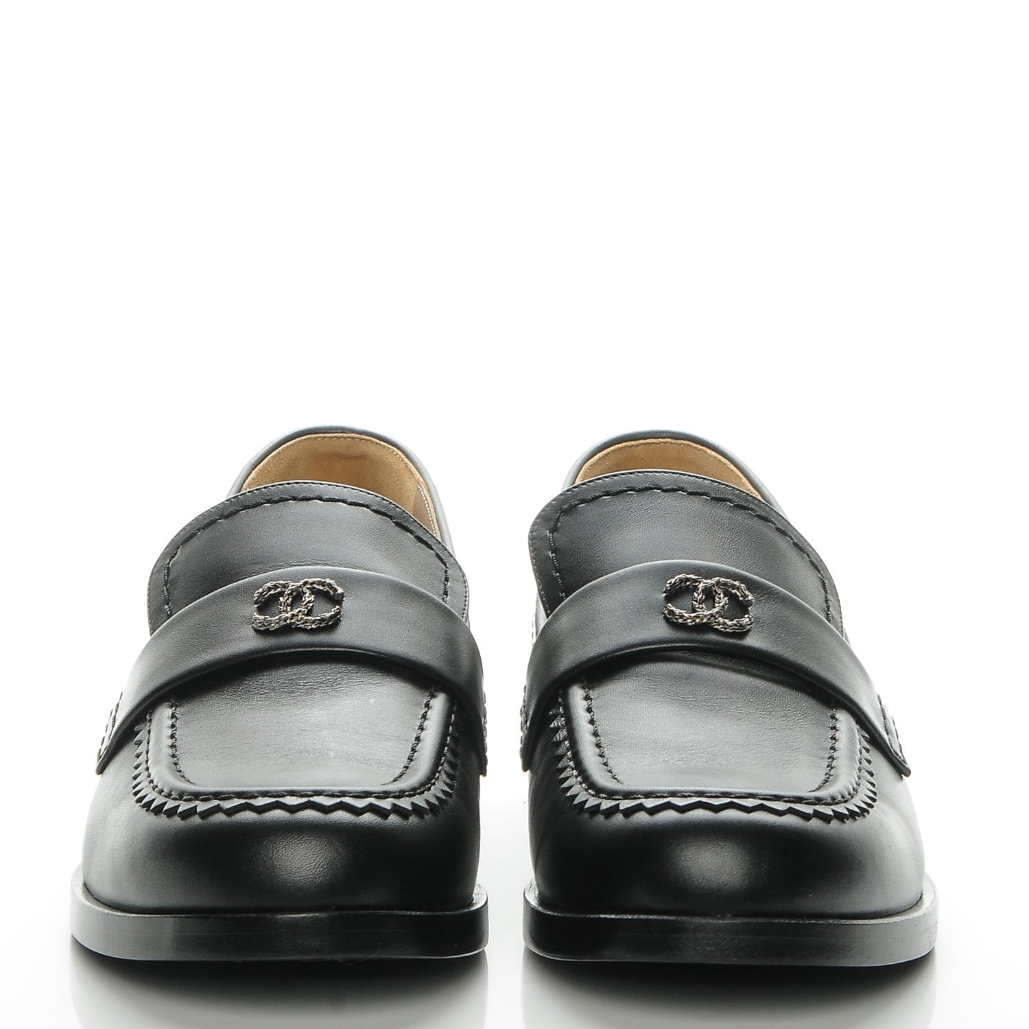 Chanel Shiny Calfskin CC Loafers 41 Black 4 of 8