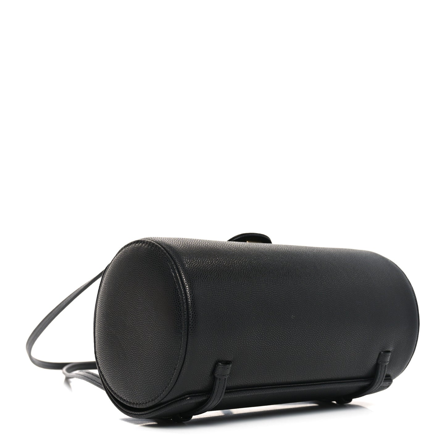 Shiny Caviar Preppy Coco Small Bowling Bag Black