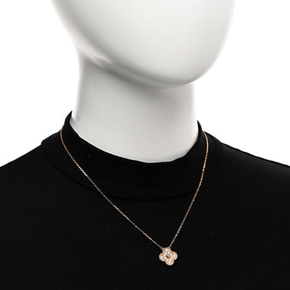 Van Cleef & Arpels 18K Rose Gold Diamond Vintage Alhambra Pendant Necklace 2 of 5