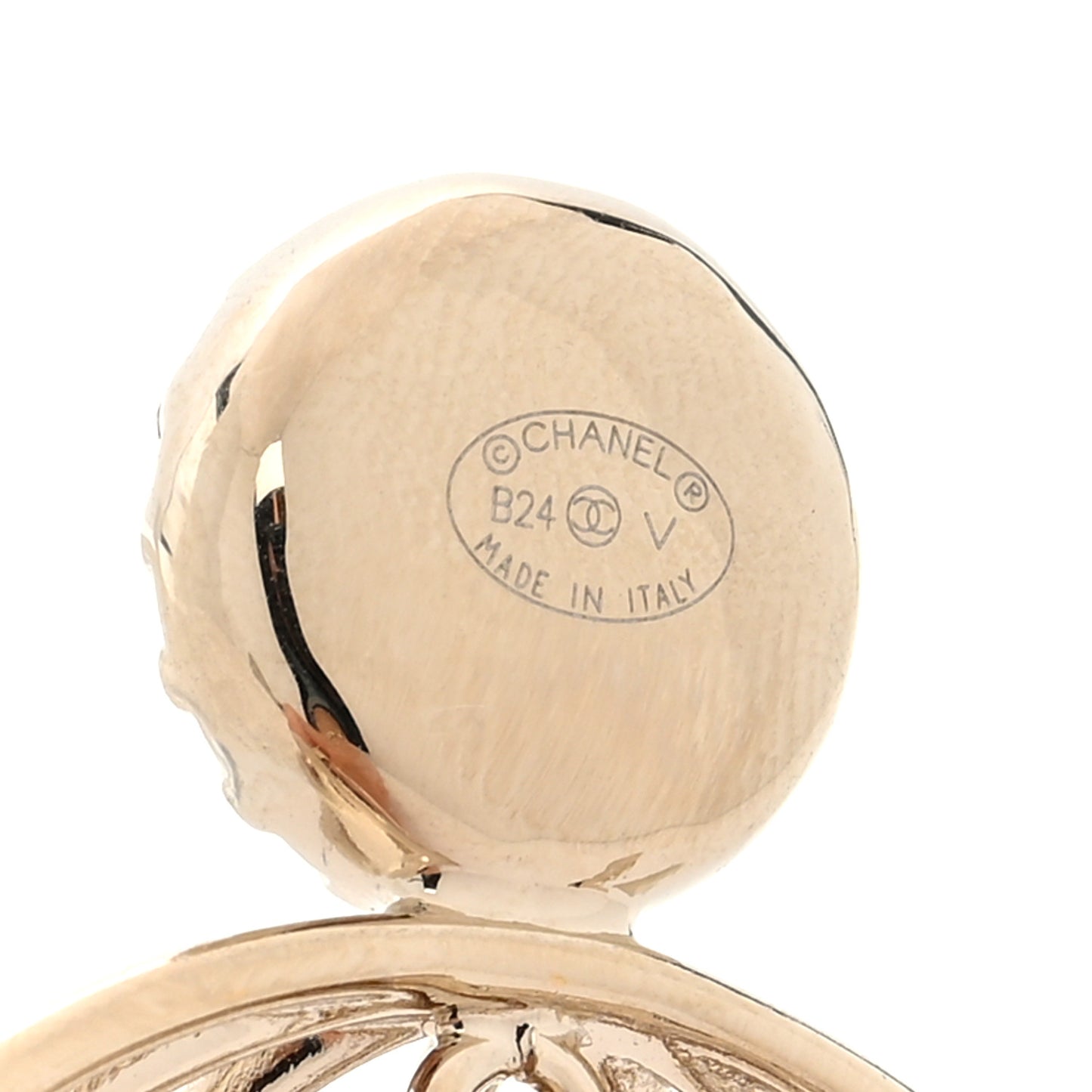 Metal Crystal Pearl CC Birdcage Brooch Light Gold