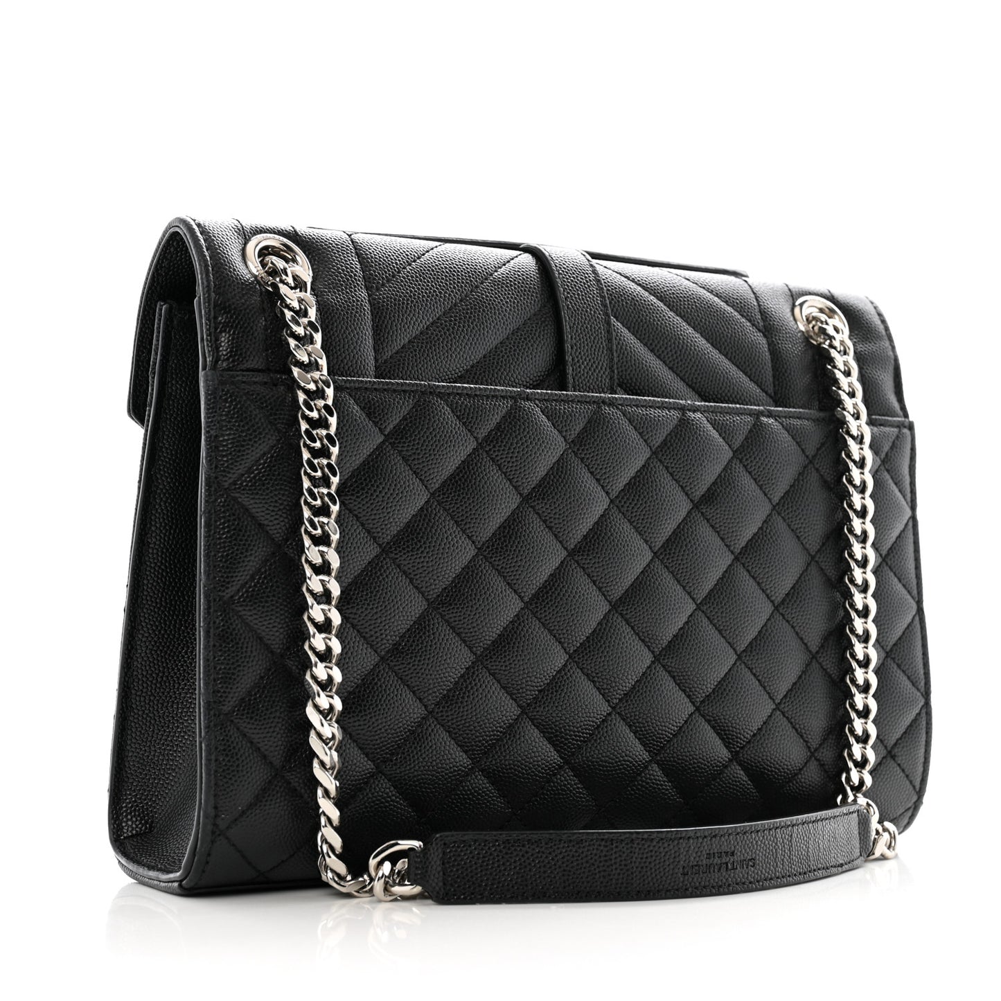 Grain De Poudre Textured Mixed Matelasse Triquilt Medium Monogram Satchel Black