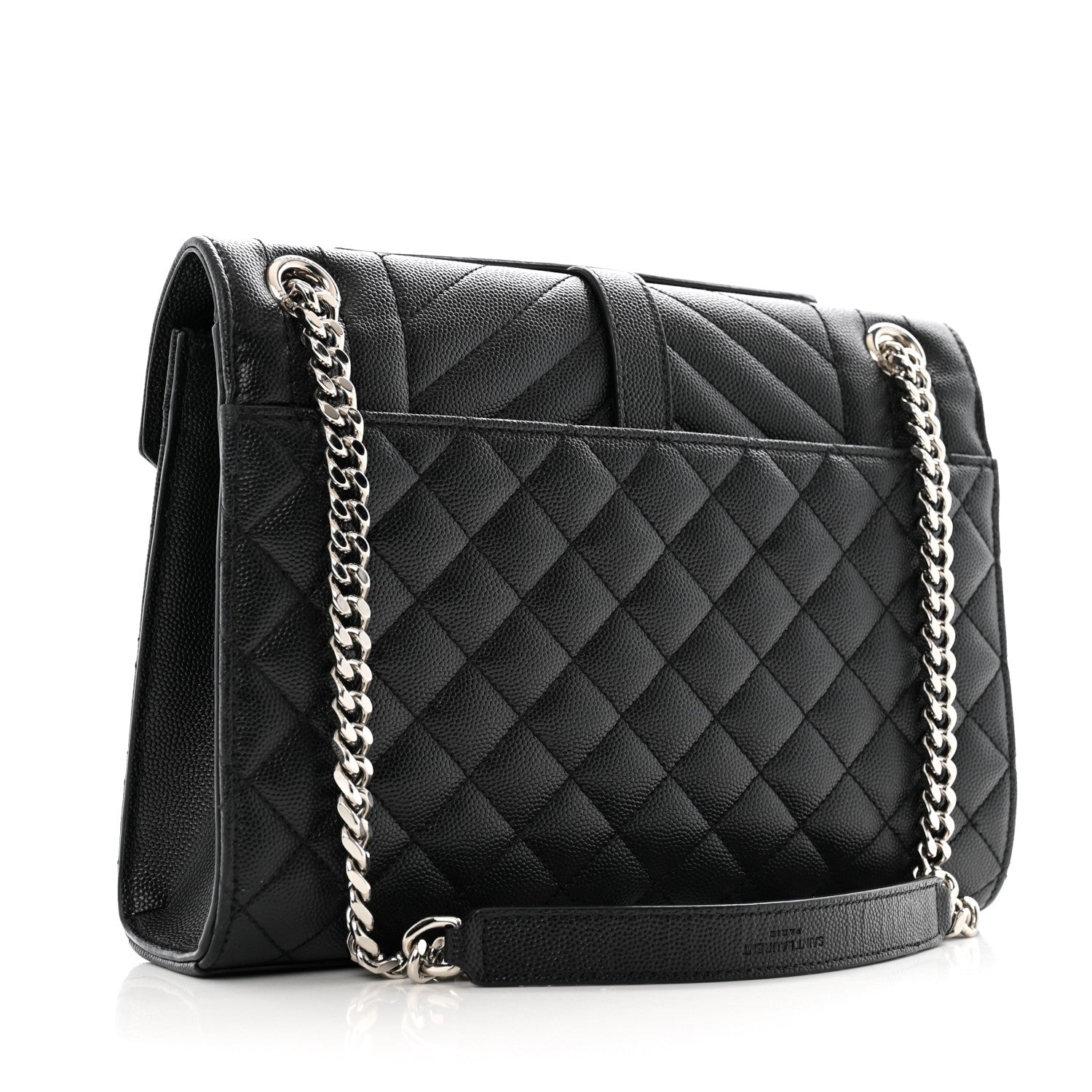 Saint Laurent Grain De Poudre Textured Mixed Matelasse Triquilt Medium Monogram Satchel Black 3 of 14