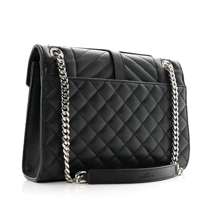 Saint Laurent Grain De Poudre Textured Mixed Matelasse Triquilt Medium Monogram Satchel Black 3 of 14
