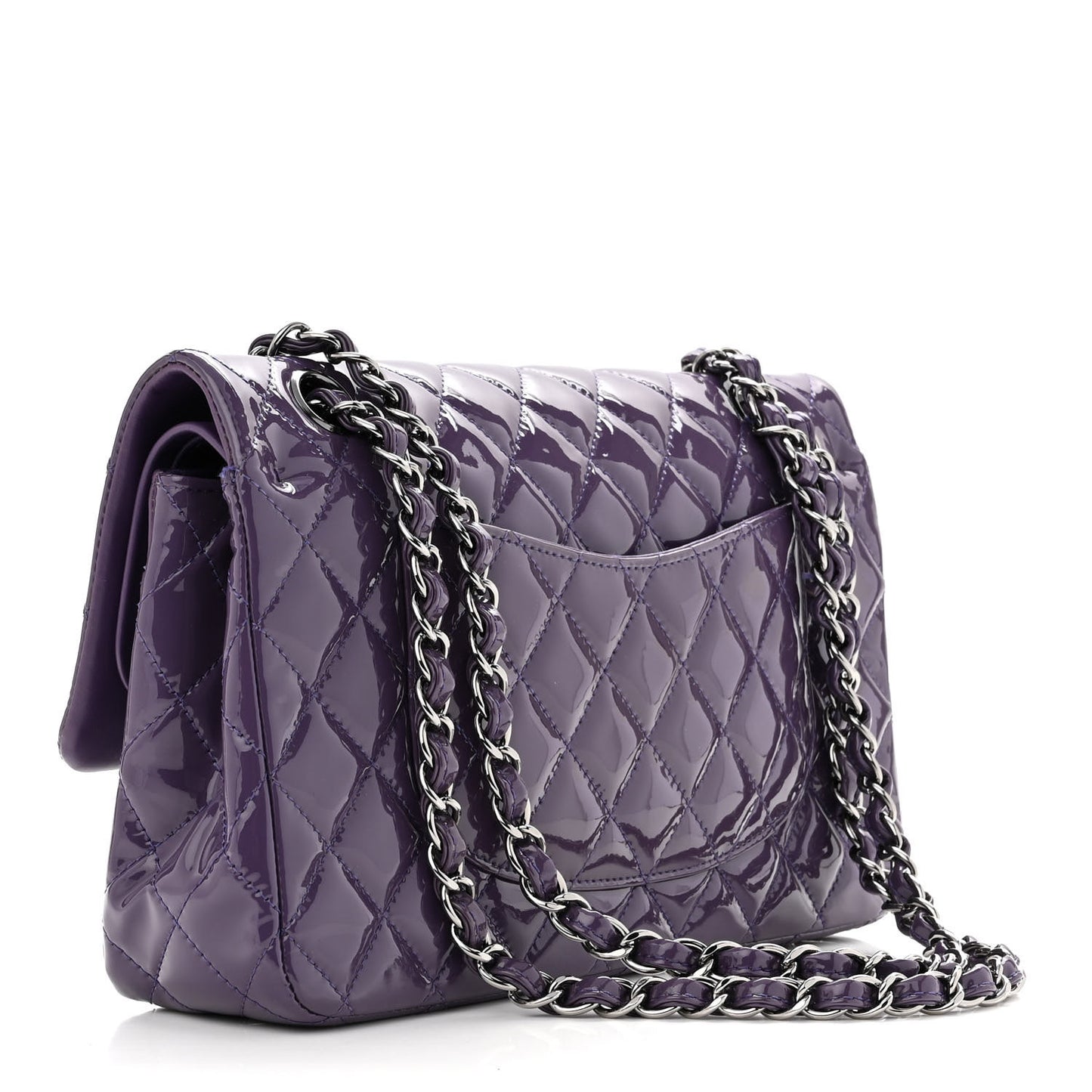 Patent Quilted Medium Double Flap Light Purple