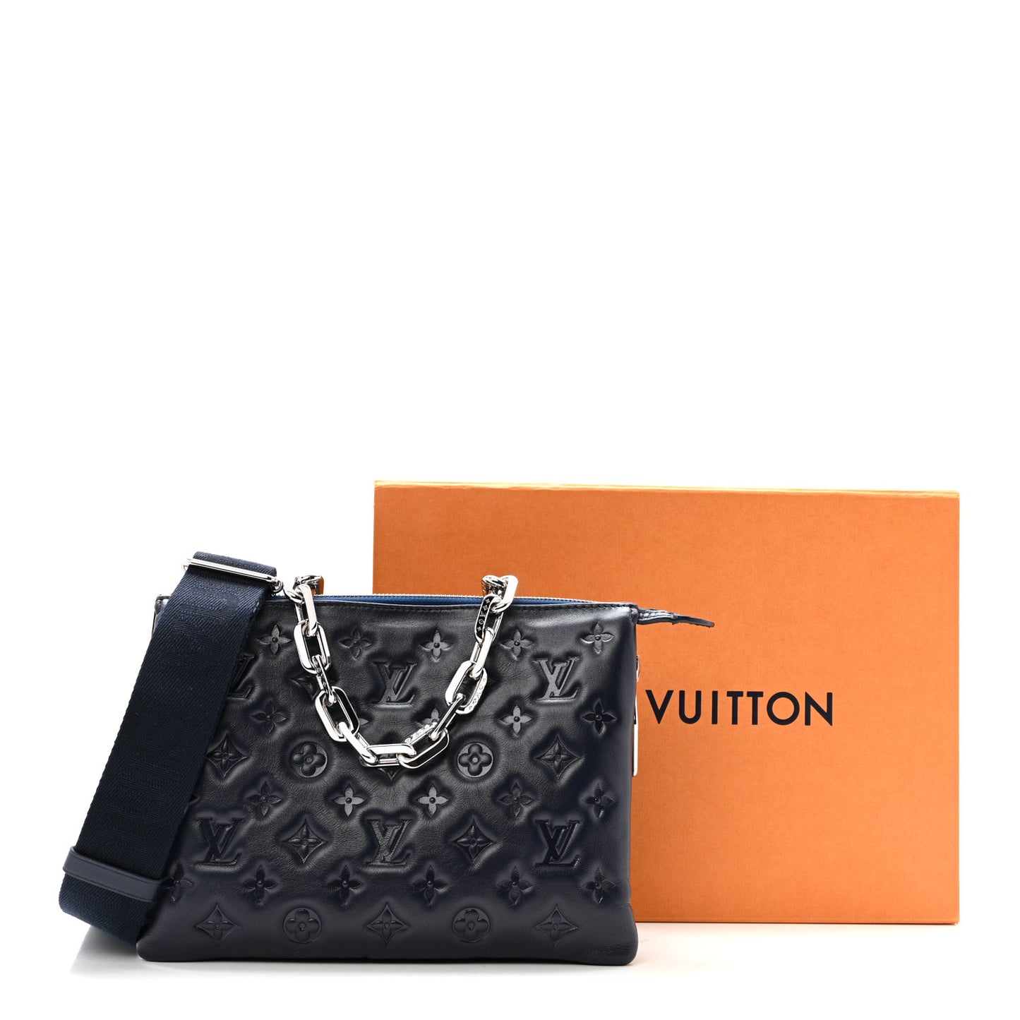 Lambskin Embossed Monogram Coussin PM Navy