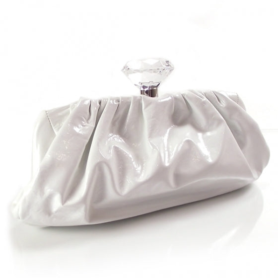 Chanel Vinyl Diamond Kiss lock Clutch Ivory 2 of 9