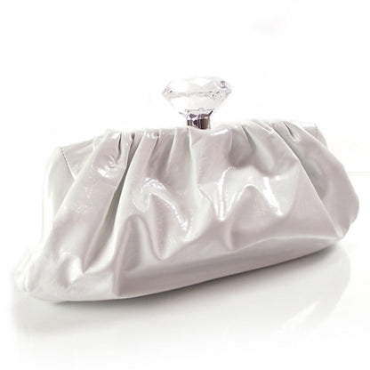 Chanel Vinyl Diamond Kiss lock Clutch Ivory 2 of 9