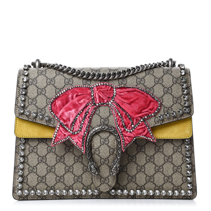Gucci GG Supreme Monogram Crystal Bow Embroidered Medium Dionysus Shoulder Bag Yellow 1 of 10
