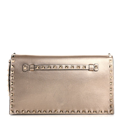 Valentino Garavani Metallic Nappa Rockstud Wristlet Clutch Skin 1 of 14