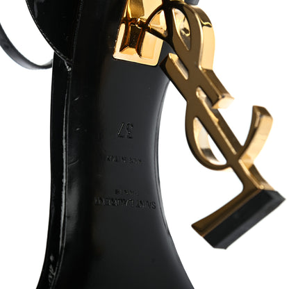 Saint Laurent Patent Calfskin Opyum 110 Sandals 37 Black Gold 6 of 7