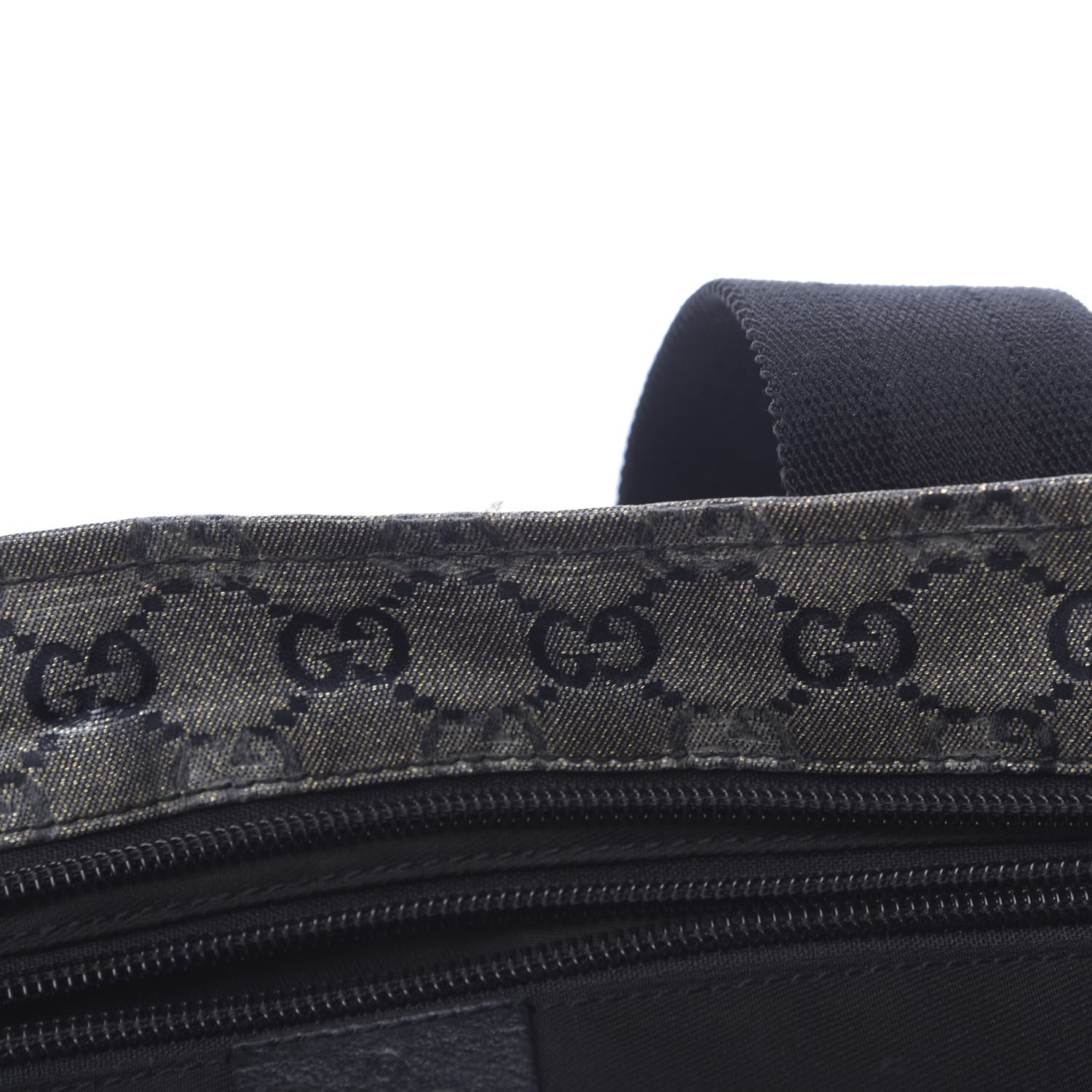 Gucci Crystal Monogram Medium Web Handle Bucket Tote Black 8 of 14